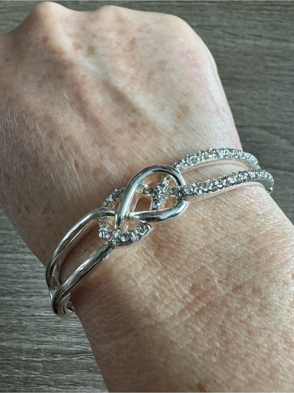 Anne Klein Silver Crystal Knot Bracelet